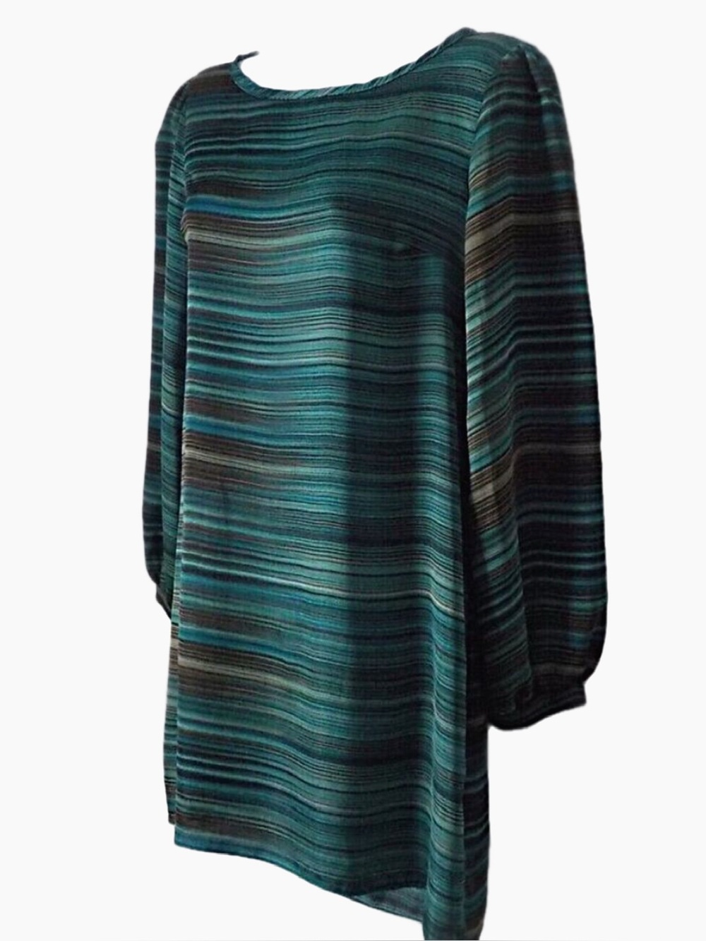 Striped Teal & Brown Shift Dress